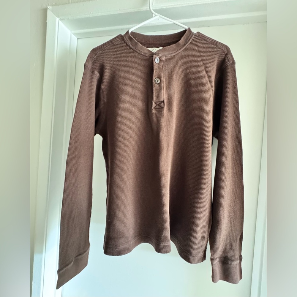 St. John's Bay Brown Ribbed Henley Crewneck Sweater